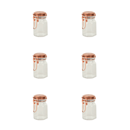 Kit 6 Spice rack Herméticos of Glass and Metal Rose gold