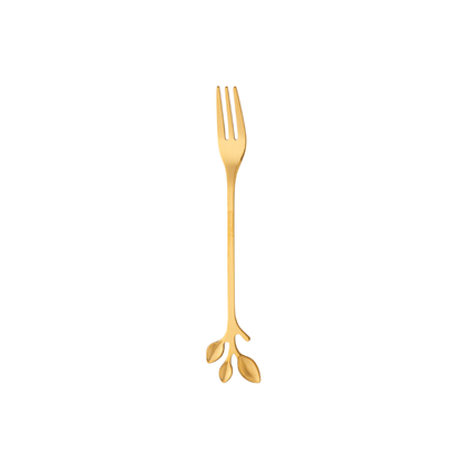 Set of 6-piece flatware Leaves Stainless steel Gold
