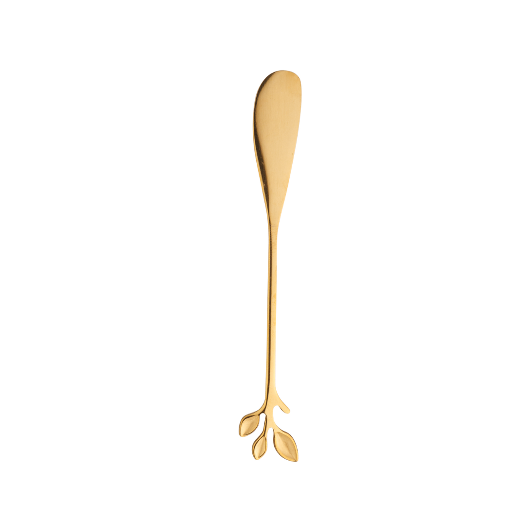 Set of 6-piece flatware Leaves Stainless steel Gold
