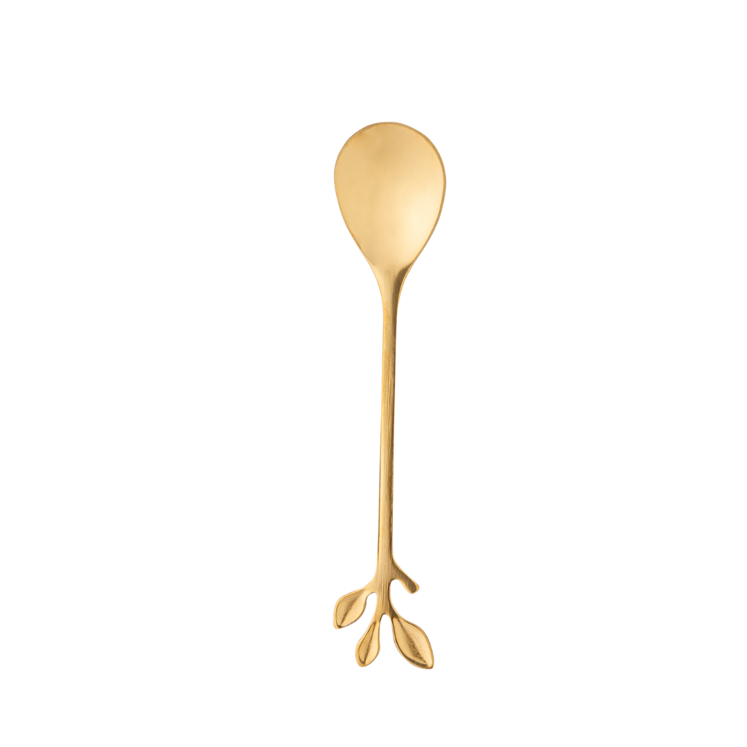 Set of 6-piece flatware Leaves Stainless steel Gold
