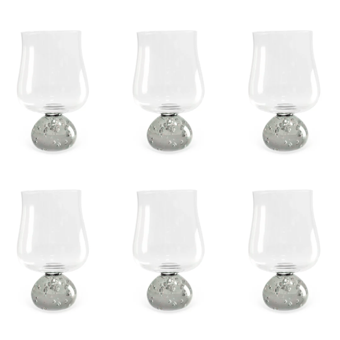 Set of 6 wine glasses of Glass Sphere base Smoke 440ml