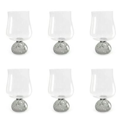 Set of 6 wine glasses of Glass Sphere base Smoke 440ml