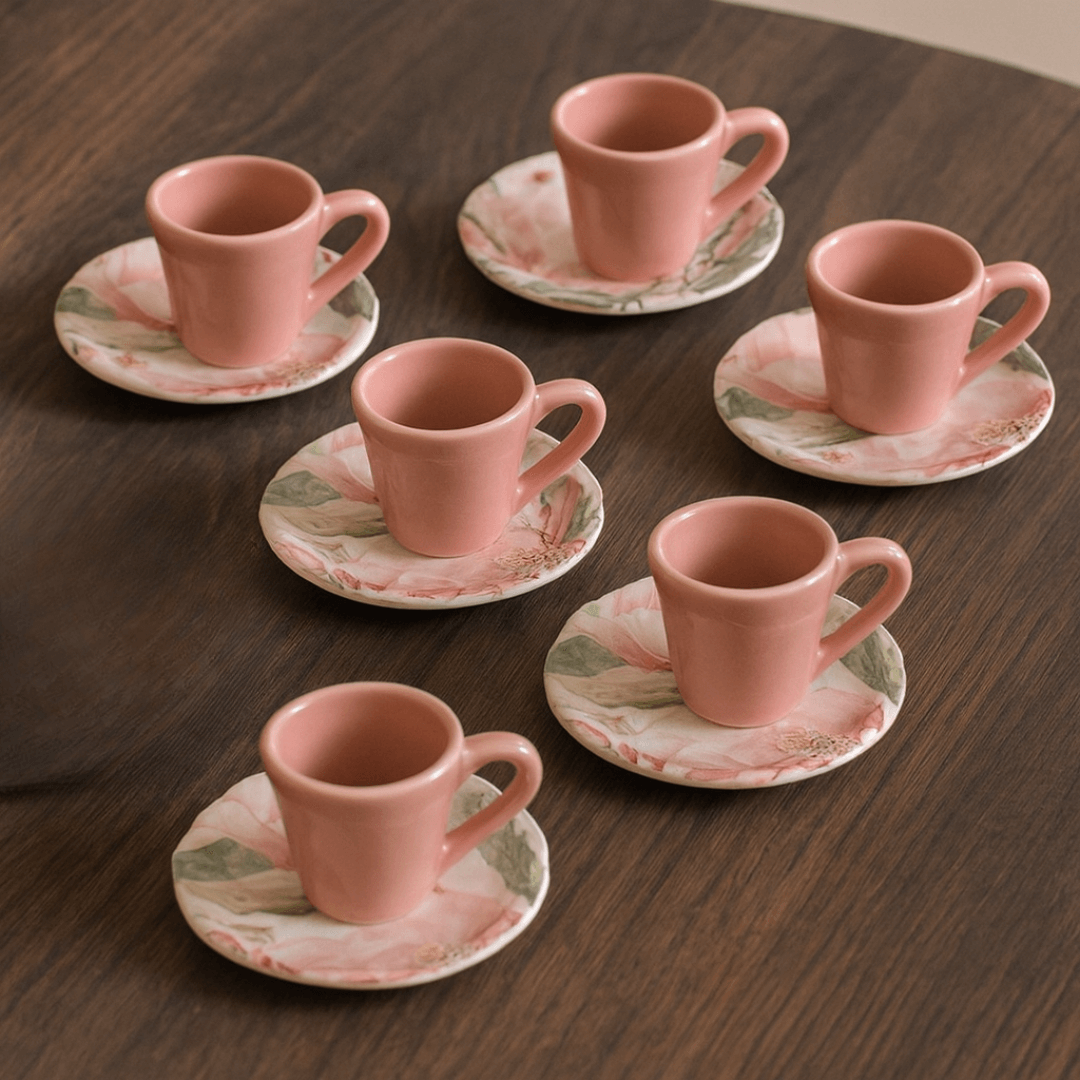 Set of 6 cups of Coffee with saucer Magnolia Rose 100ml