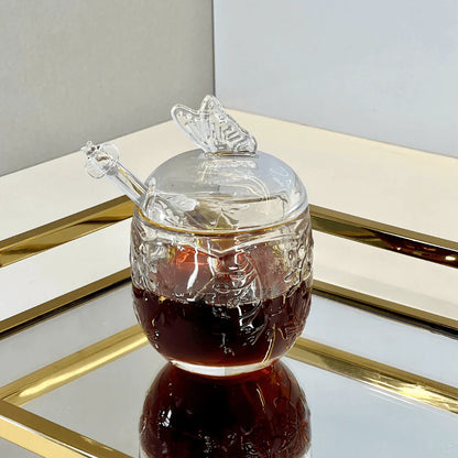 Honey pot set + Sugar bowl of Crystal New Butterfly 2 Pieces