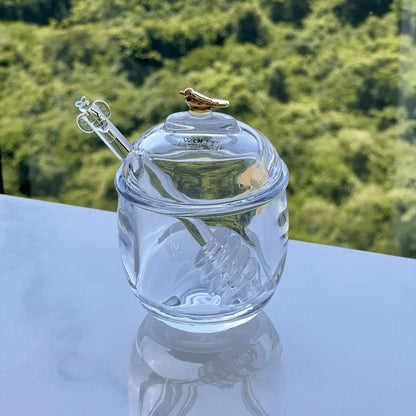 Sugar bowl set + Honey pot Golden Bird 2 Pieces