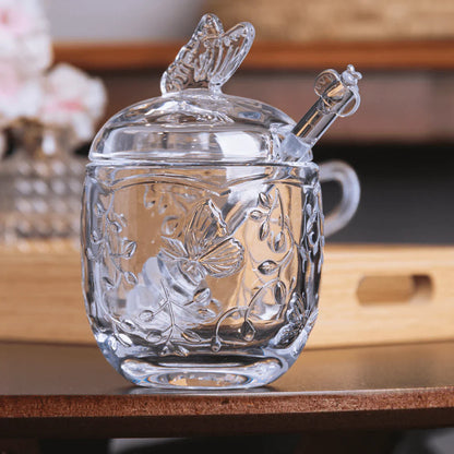 Honey pot set + Sugar bowl of Crystal New Butterfly 2 Pieces