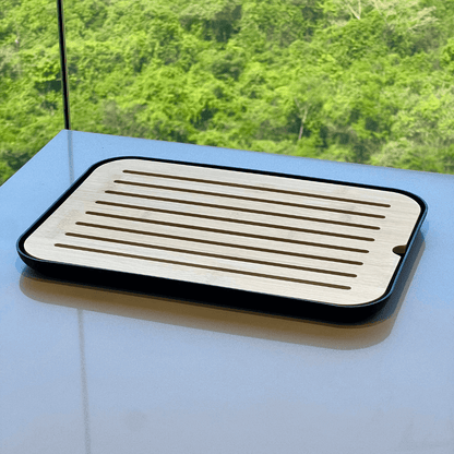 Crumb board Lume Plastic and bamboo Black 33cm
