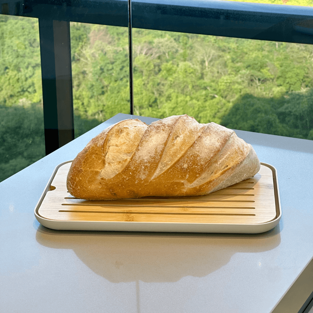 Crumb board Lume Plastic and bamboo Beige 33cm