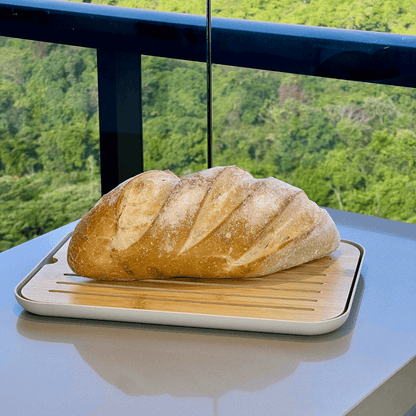 Crumb board Lume Plastic and bamboo Beige 33cm