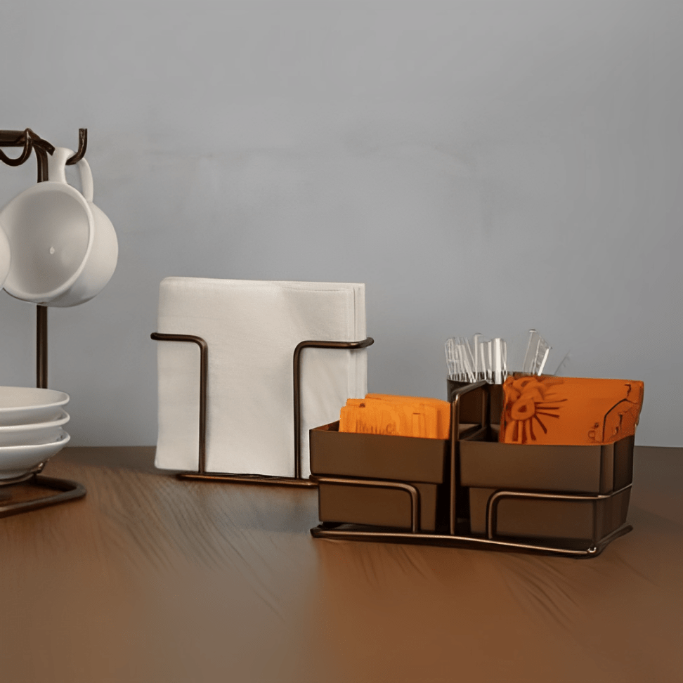 Sachet organizer Stirrer and Napkin Brown Coffee