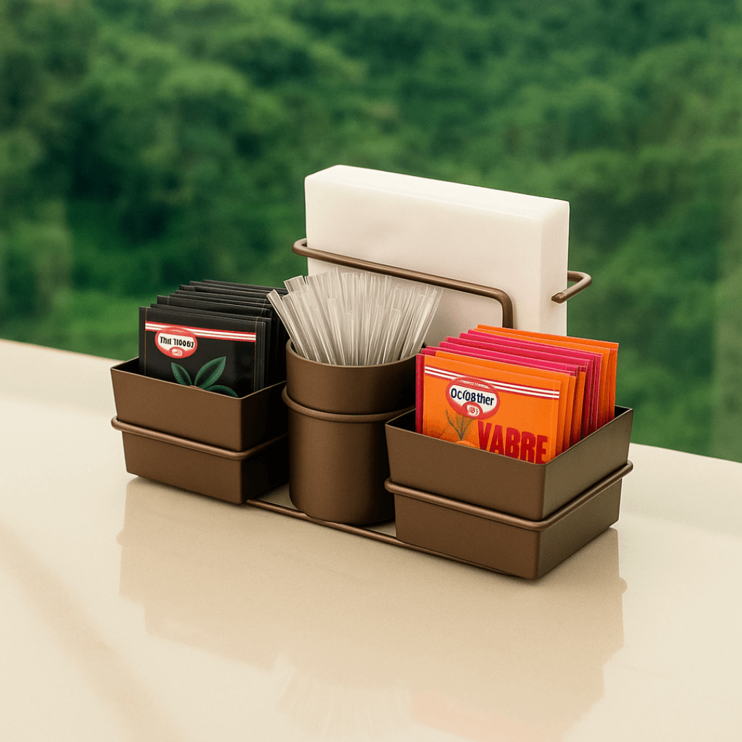 Sachet organizer Stirrer and Napkin Brown Coffee
