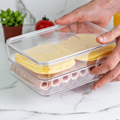 Kit 3 Double cold cuts container Clear Natural