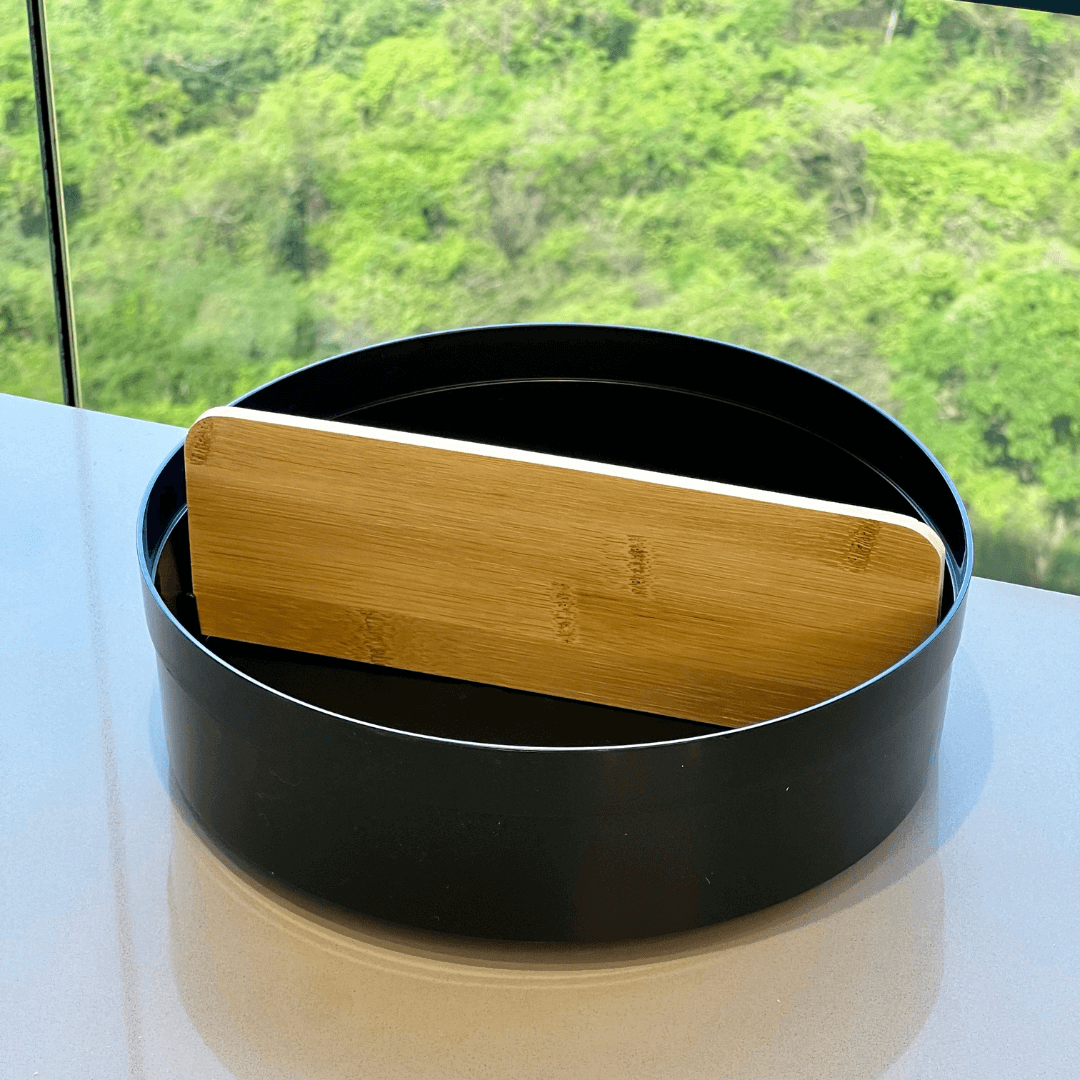 Rotating organizer Lume with Divisória of Bamboo Black 25,5cm