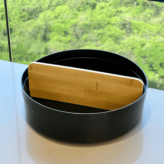 Rotating organizer Lume with Divisória of Bamboo Black 25,5cm