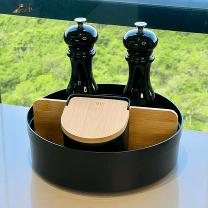 Rotating organizer Lume with Divisória of Bamboo Black 25,5cm