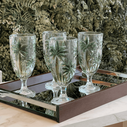Kit 6 Wine glasses of Crystal Palm Tree Tropical 450ml
