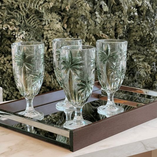 Kit 6 Wine glasses of Crystal Palm Tree Tropical 450ml