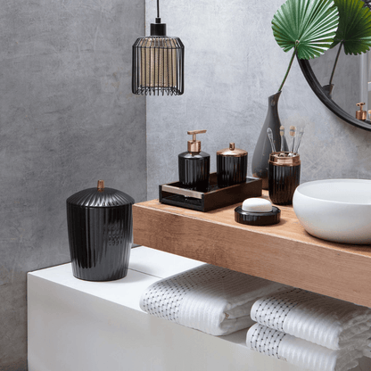 Toothbrush holder Round Canelatta line Black and Rose gold