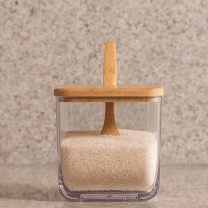 Sugar bowl Container Condiment holder with spoon Bamboo Brisa