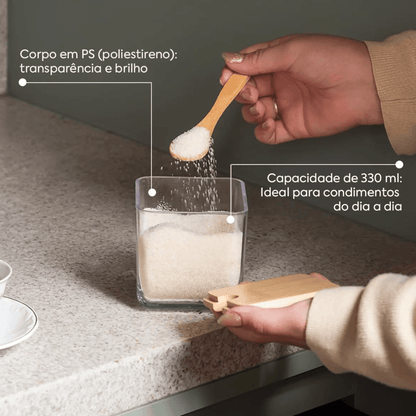 Sugar bowl Container Condiment holder with spoon Bamboo Brisa