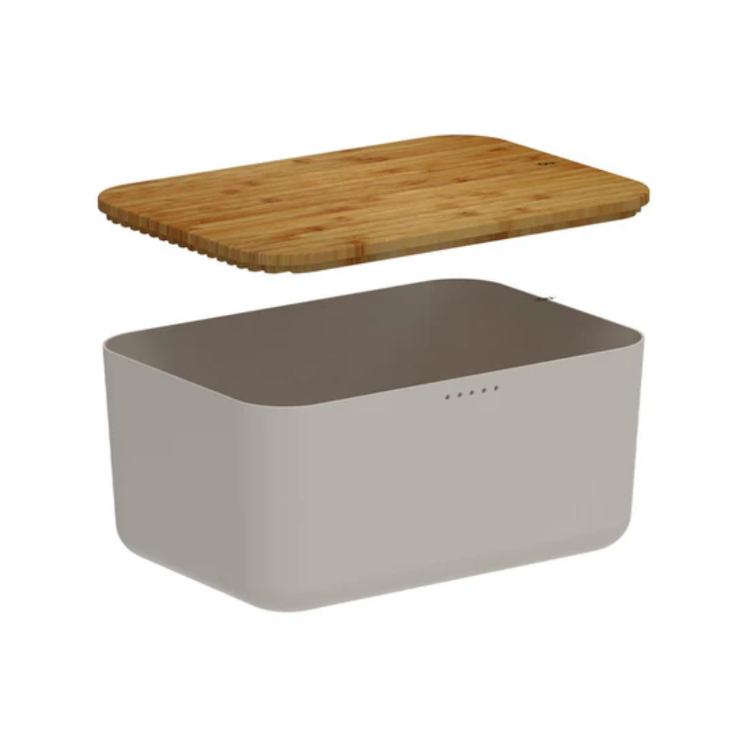 Bread box Lume Beige with lid of Bamboo 9,5L