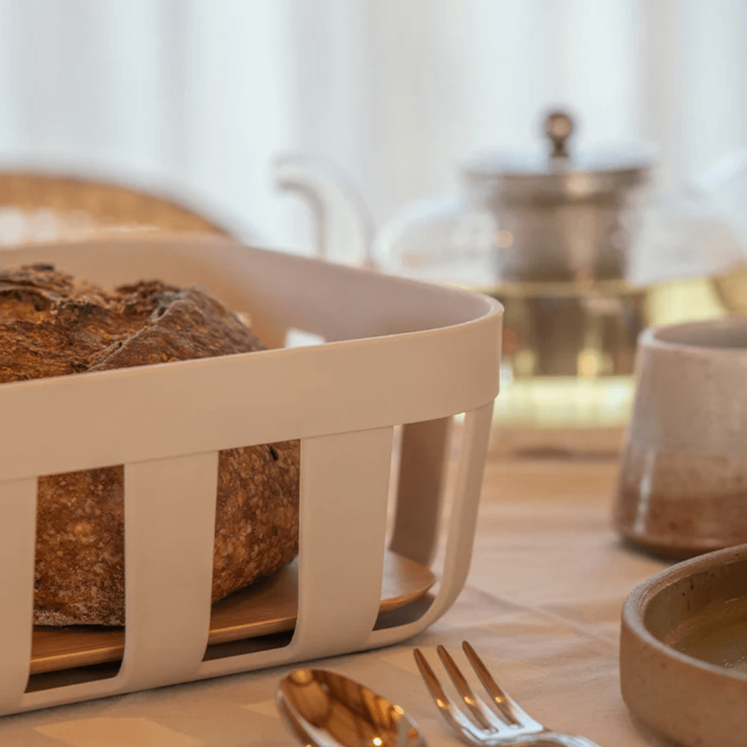 Bread basket Lume Plastic and bamboo Beige 24cm
