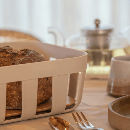 Bread basket Lume Plastic and bamboo Beige 24cm