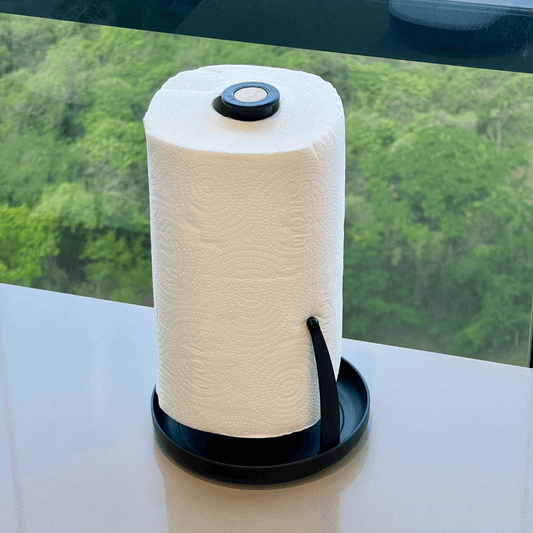 Paper towel holder Lume Plastic and bamboo Black 24cm