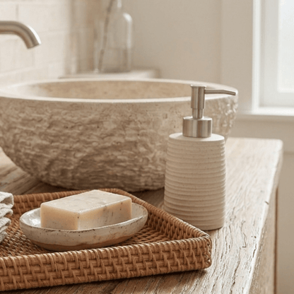 Liquid soap dispenser Classic in cement Cream 19cm