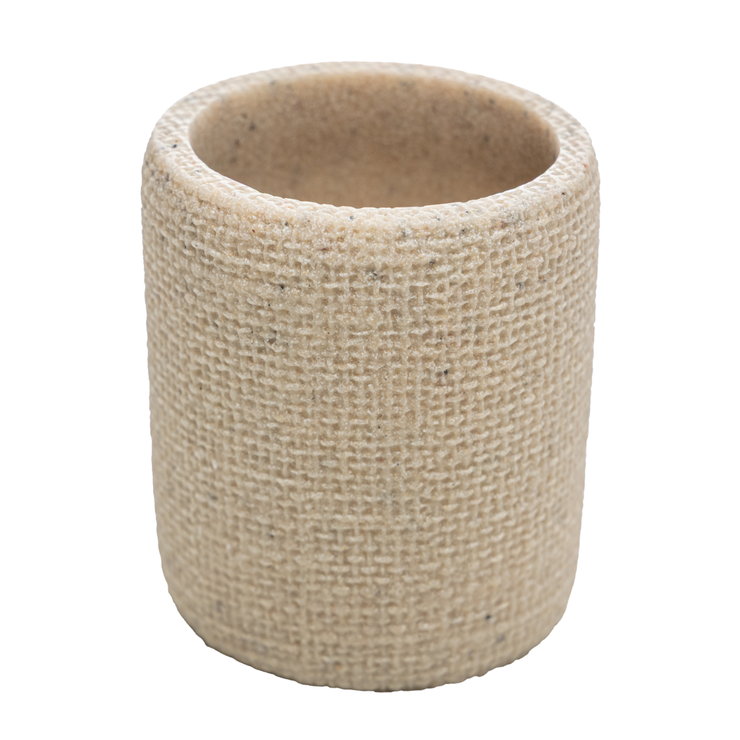Toothbrush holder in polyresin Linen Beige 9cm