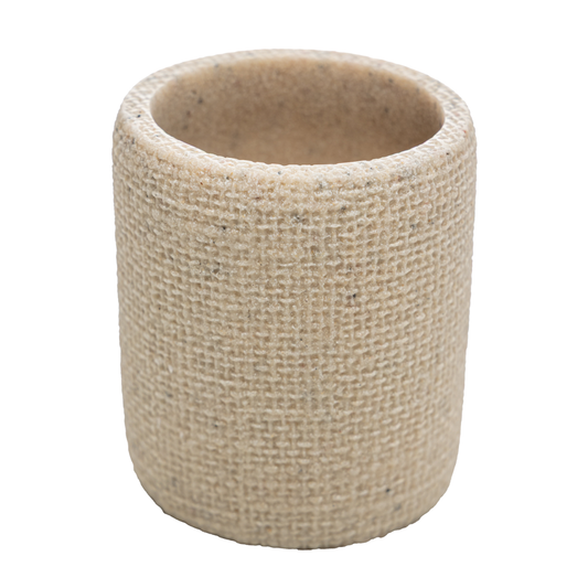 Toothbrush holder in polyresin Linen Beige 9cm