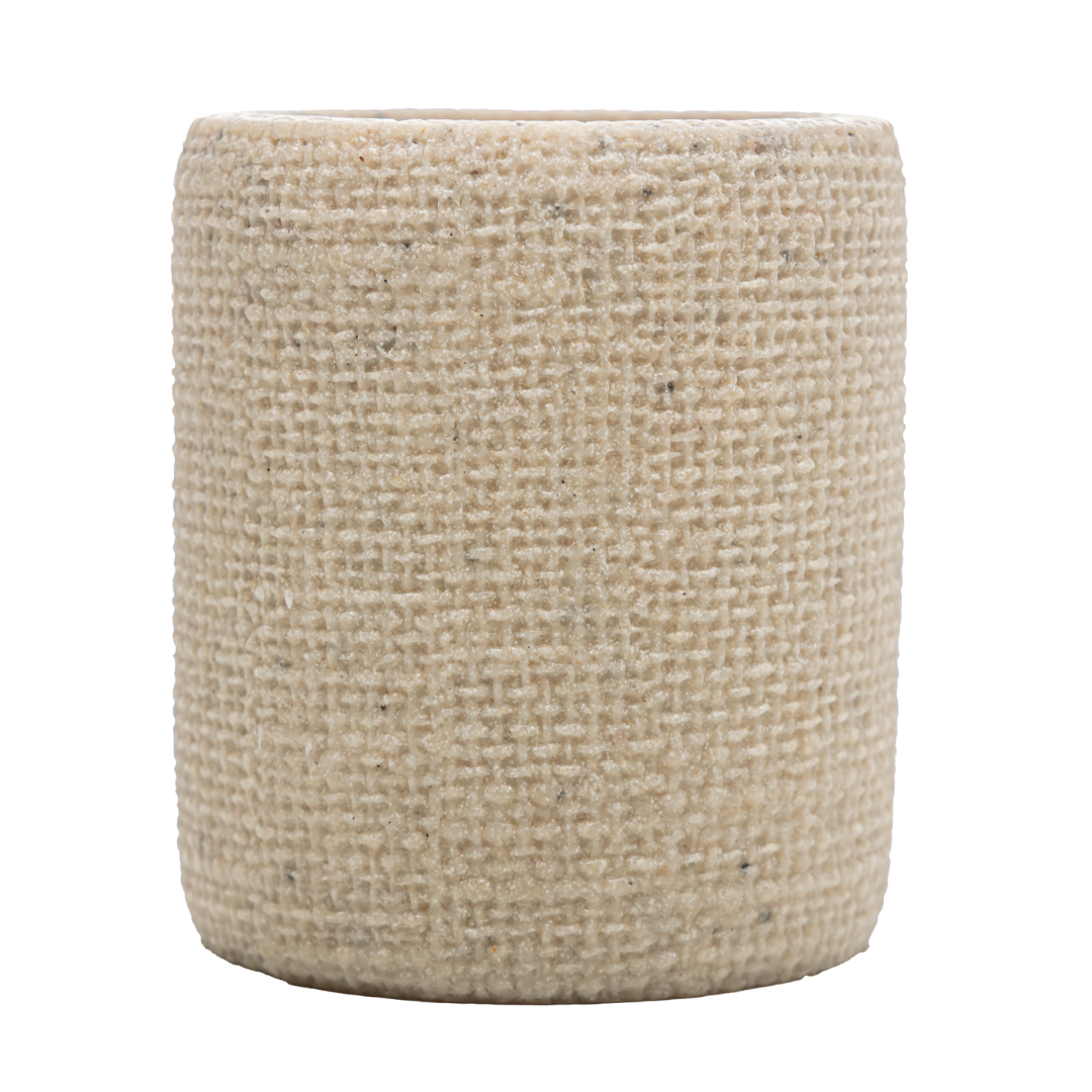 Toothbrush holder in polyresin Linen Beige 9cm