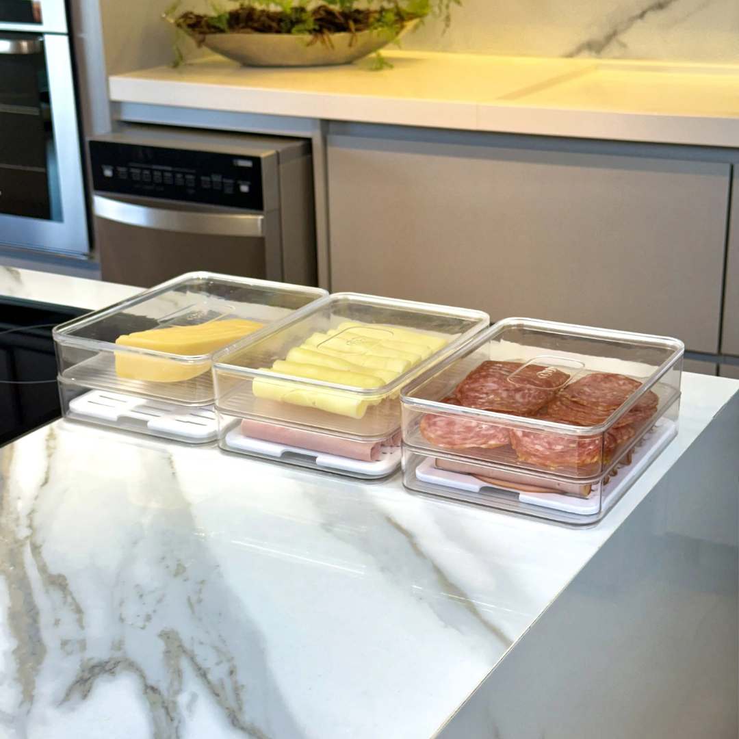 Kit 3 Double cold cuts container Clear Natural