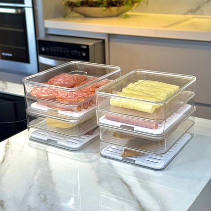 Kit 4 Double cold cuts container Clear Natural