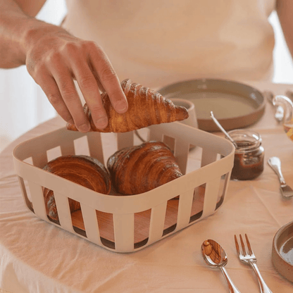 Bread basket Lume Plastic and bamboo Beige 24cm