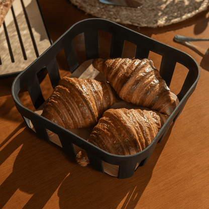 Bread basket Lume Plastic and bamboo Black 24cm