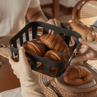 Bread basket Lume Plastic and bamboo Black 24cm
