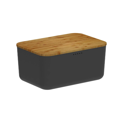 Bread box Lume Black with lid of Bamboo 9,5L