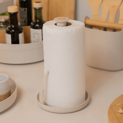 Paper towel holder Lume Plastic and bamboo Beige 24cm