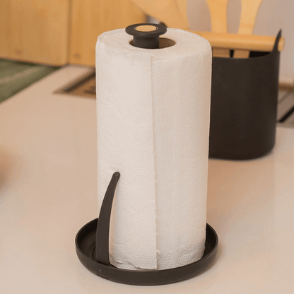 Paper towel holder Lume Plastic and bamboo Black 24cm