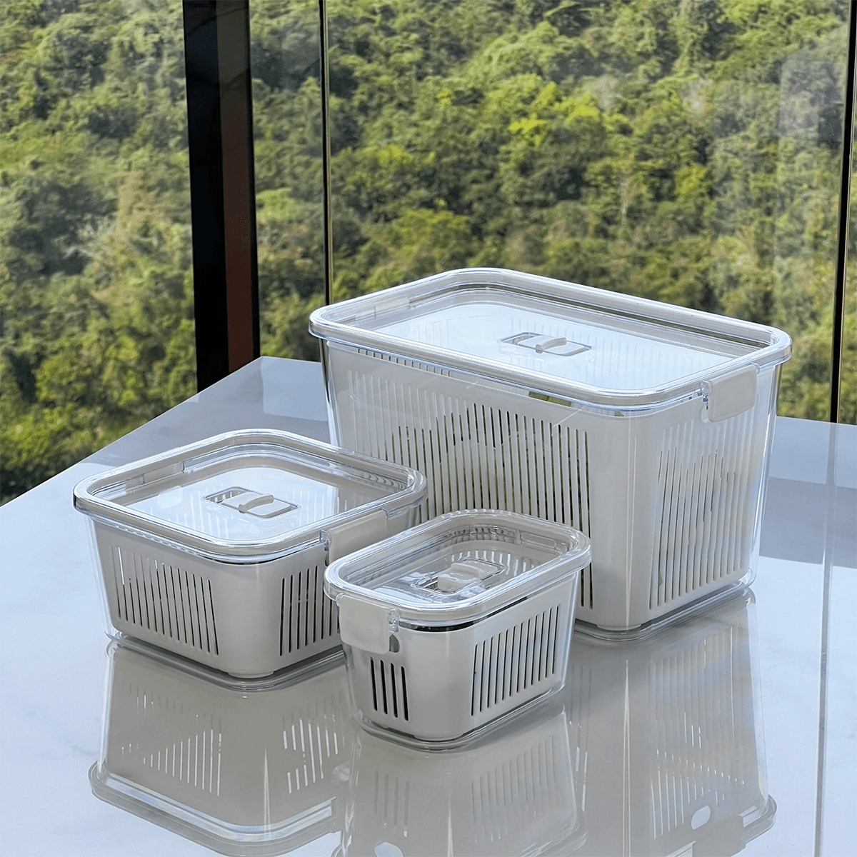Slim multi-purpose airtight container White 630ml