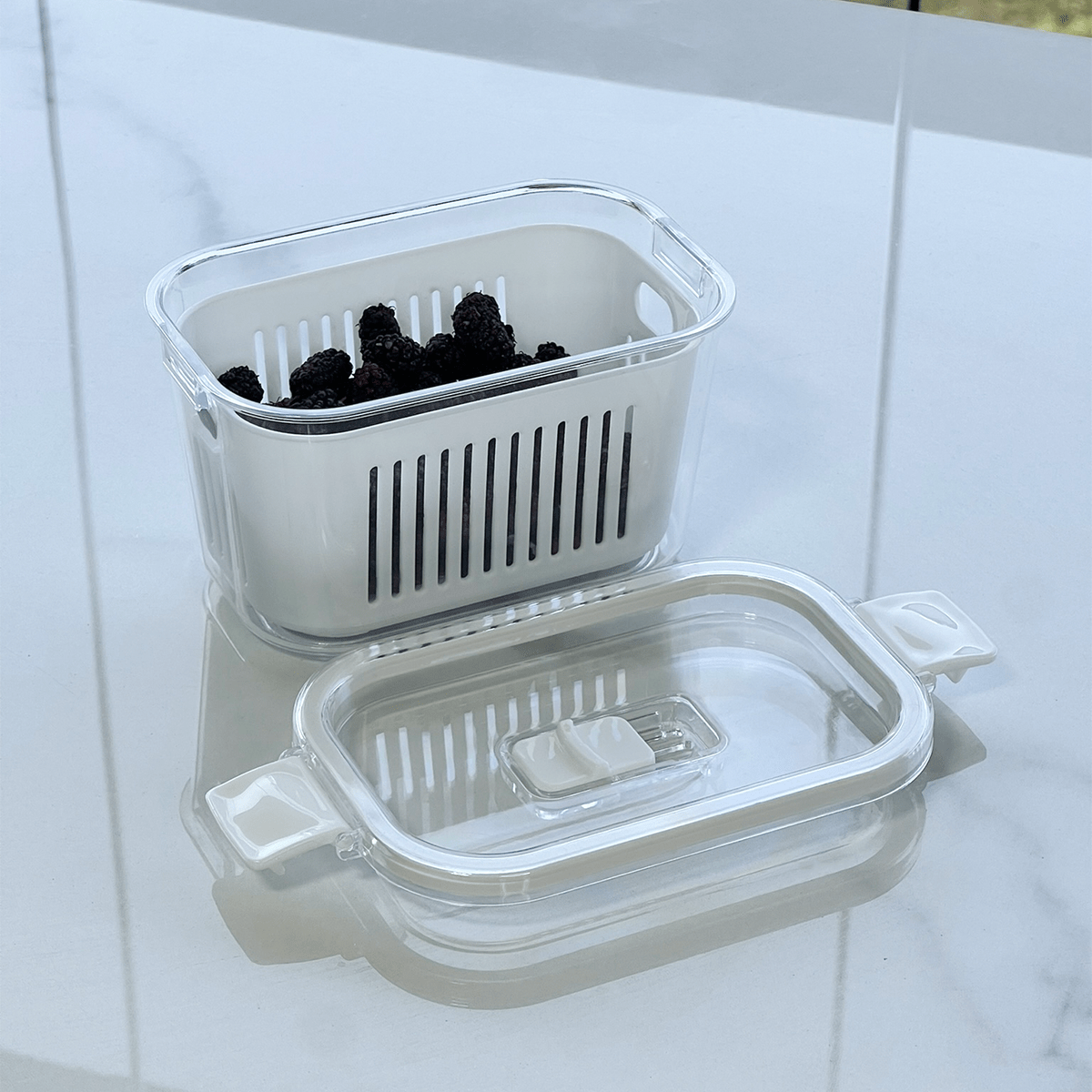 Slim multi-purpose airtight container White 630ml