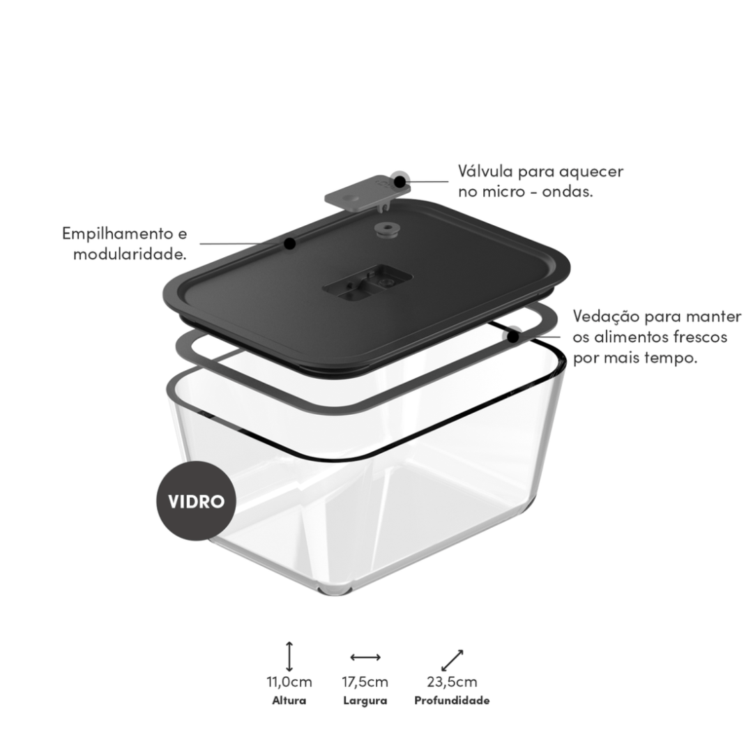 Airtight glass jar with lid Black Fresh Lock 2,4 Liters