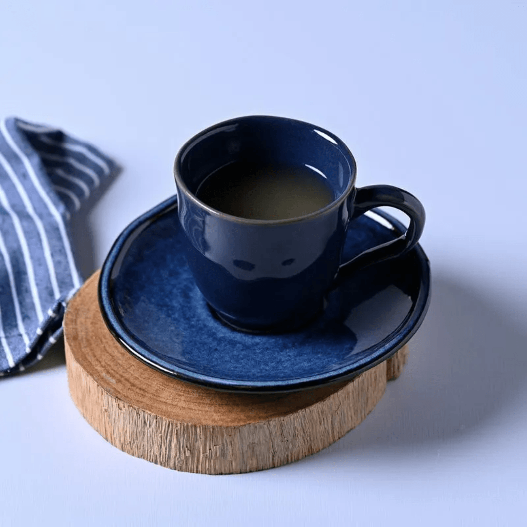 Set of 6 cups of Tea with saucer Daily Happy of Ceramic