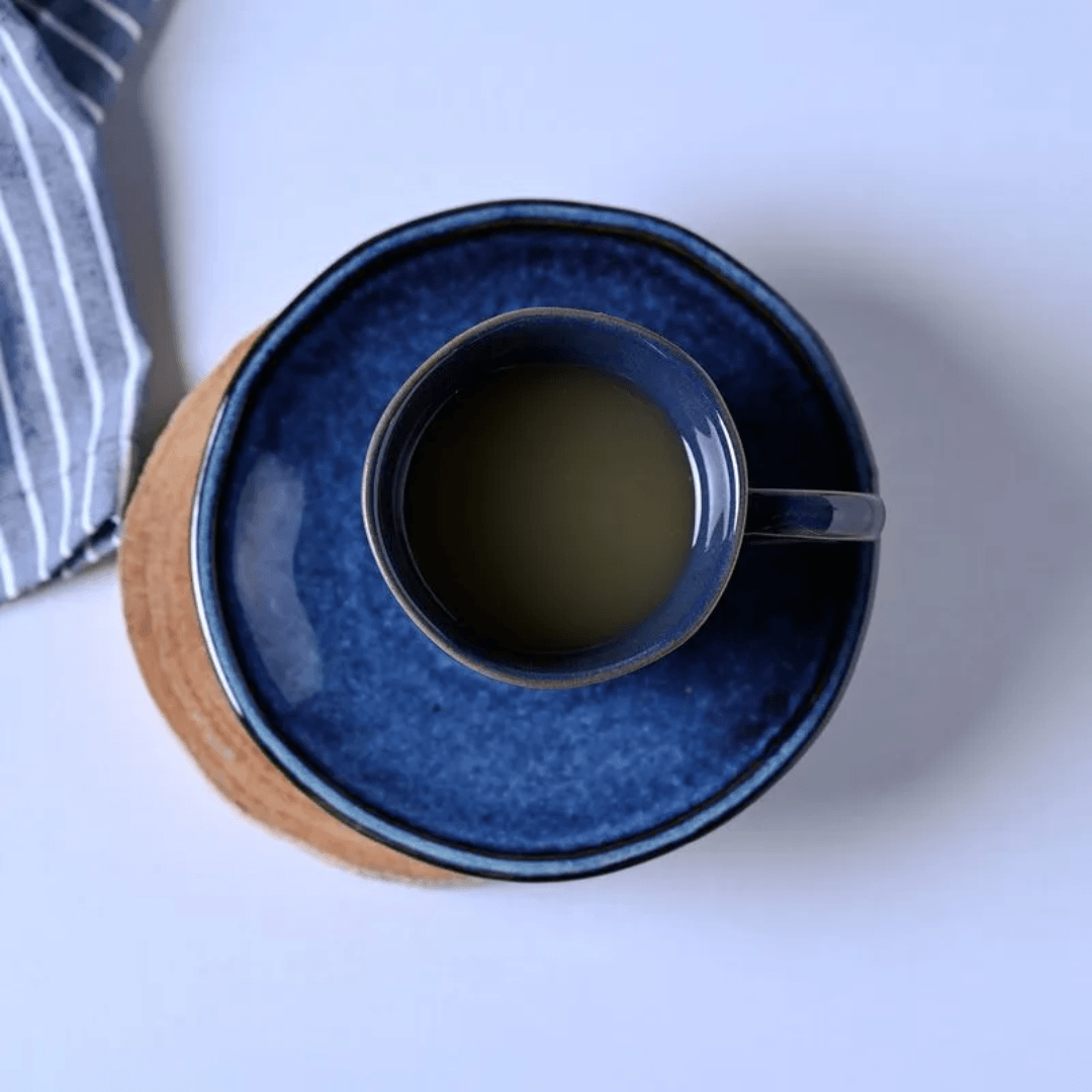 Set of 6 cups of Tea with saucer Daily Happy of Ceramic