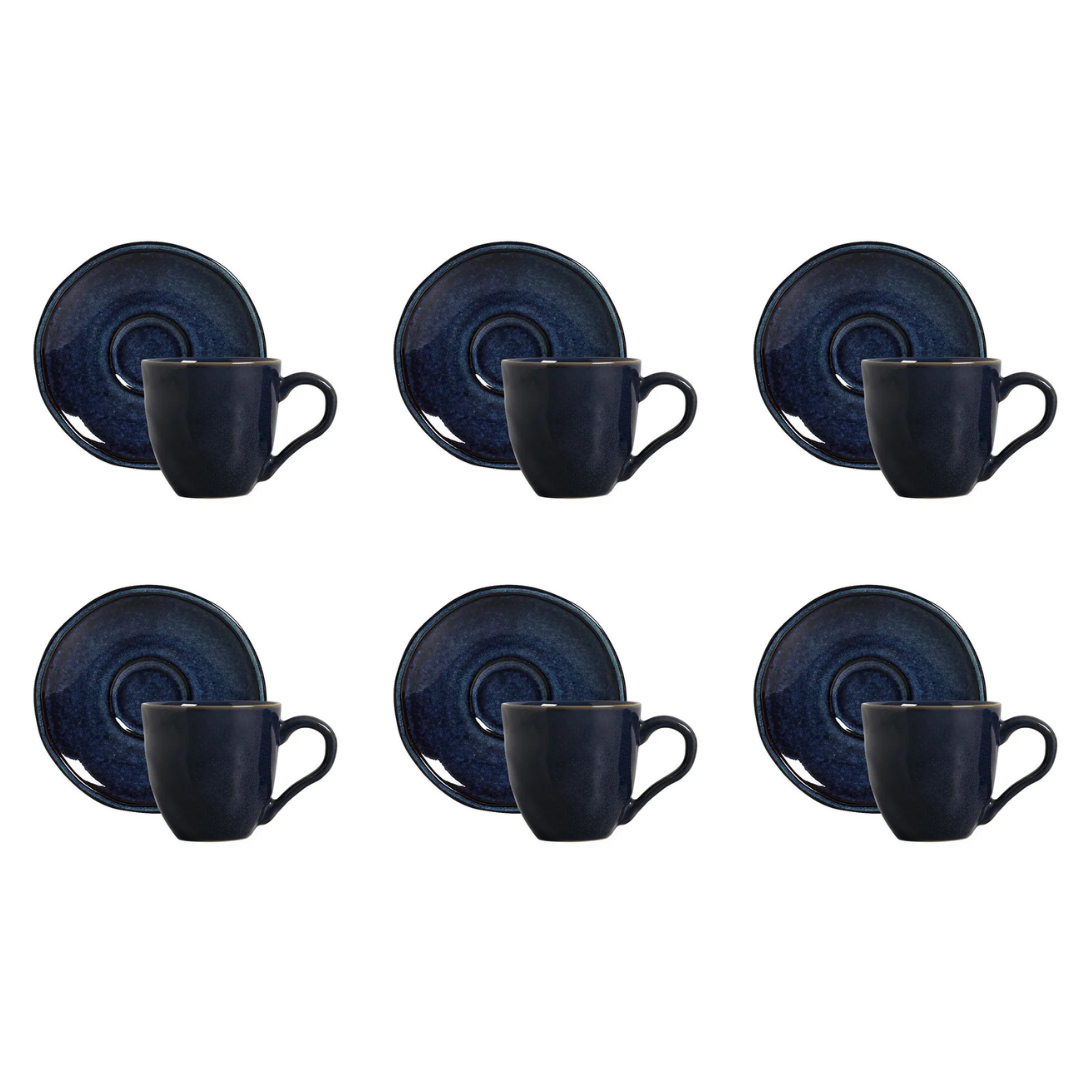 Set of 6 cups of Tea with saucer Daily Happy of Ceramic