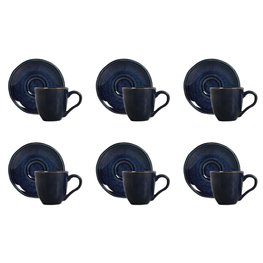 Set of 6 cups of Tea with saucer Daily Happy of Ceramic