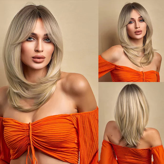 Peruca wig tamanho médio orgânica fibra premium