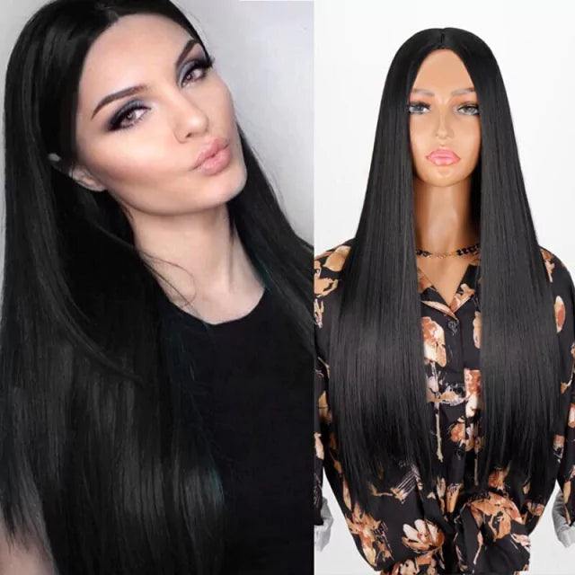 Peruca wig com disfarce frontal fibra premium lisa