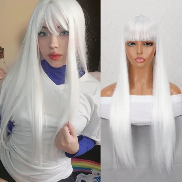 Peruca wig com disfarce frontal fibra premium lisa